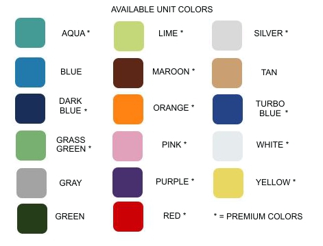 Available Unit Colors For Axxis Portable Restroom