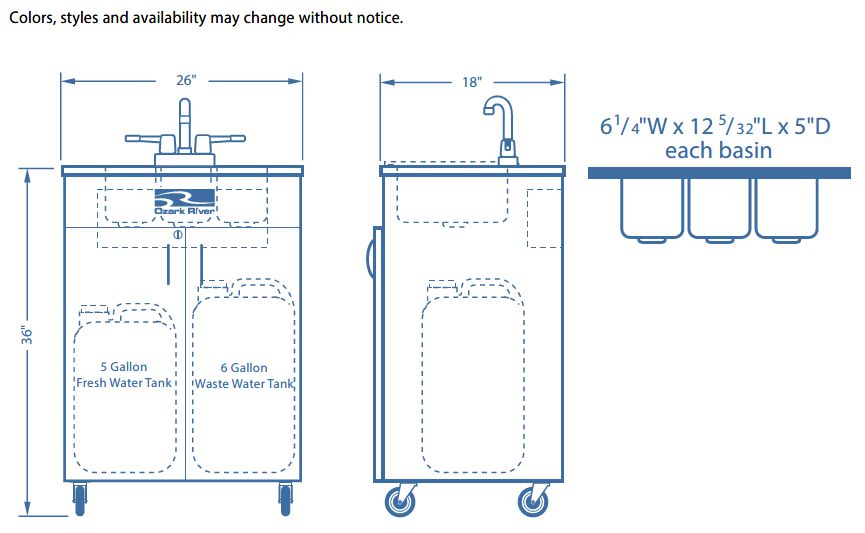 Ozark River Portable Sinks Elite Series Pro 1 26 x 18 Portable Handwash  Station With Faucet