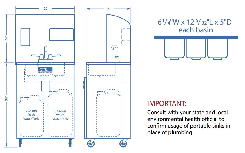 nshdk-ss-ss3n portable hand wash sink diagram