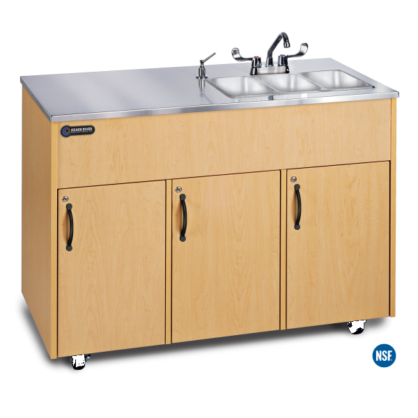 Ozark River Stainless Steel Top Triple Basin Portable Sink With Storage (Silver Advantage 3)